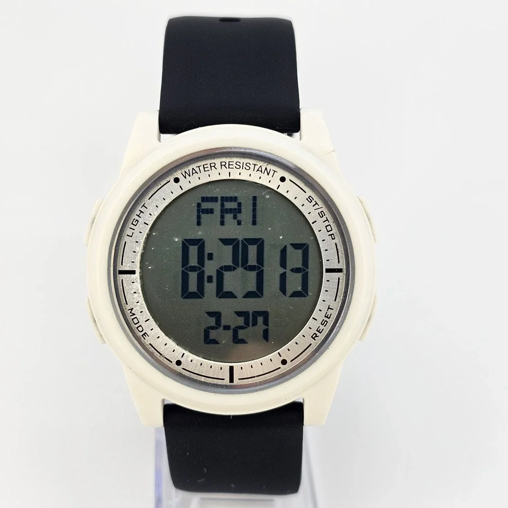 Beeasy Men's Ultra Slim Digital Watch 44MM‎ New Black Plastic Bands New Battery